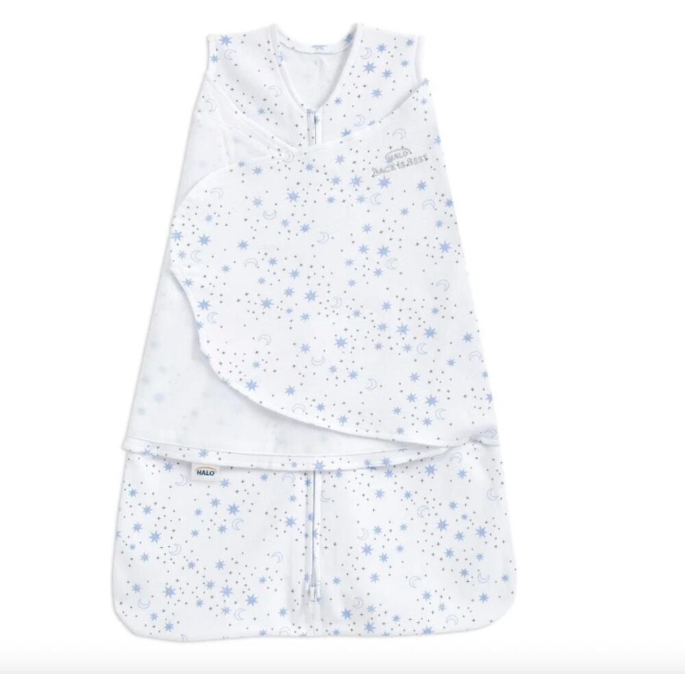 Halo SleepSack Swaddle Midnight Moons Blue Newborn 0-3 Mon 6-12lbs